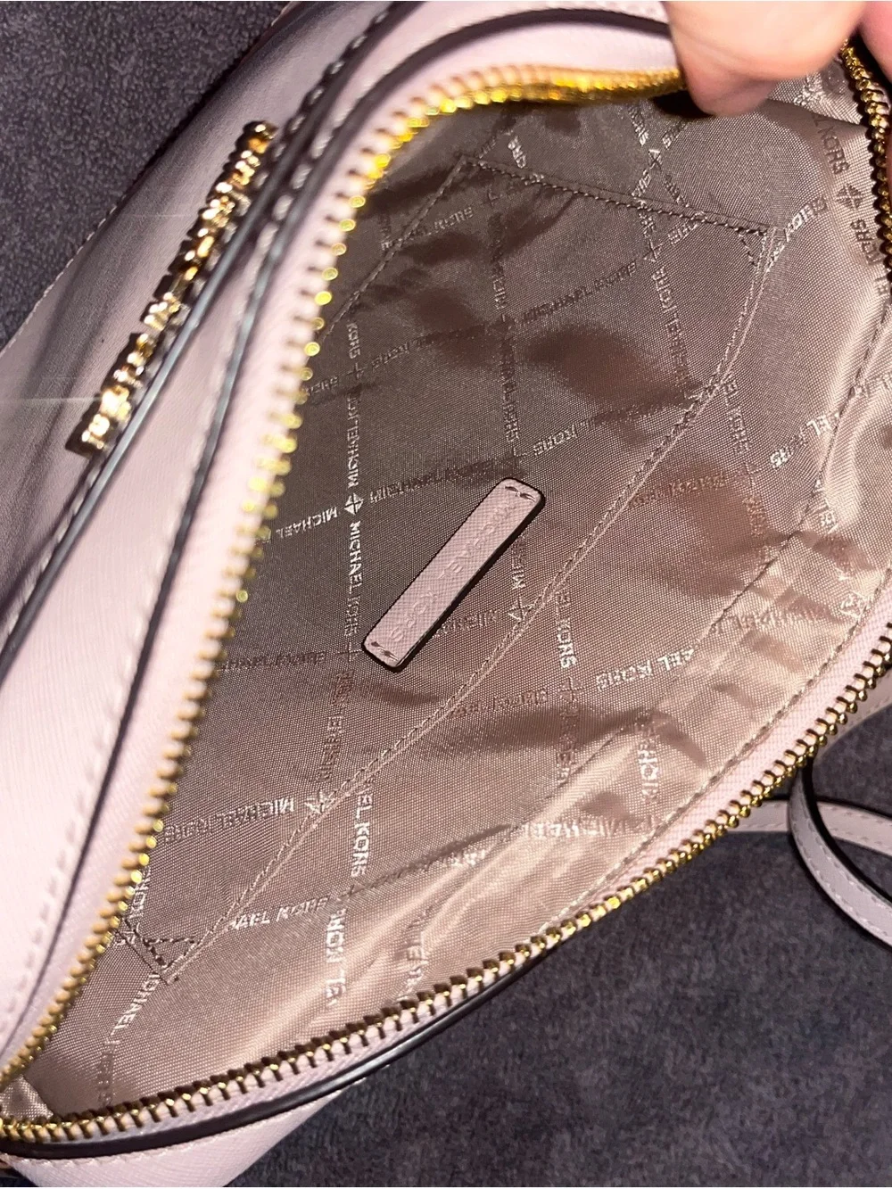 Michael Kors Two-Tone Pebble Leather Crossbody in Light Pink and Tan